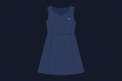 A-line Dress colourway, navy technical flat